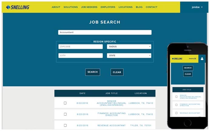 Snelling Staffing Job Search angularjs